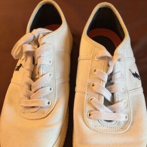 Polo Ralph Lauren all white Canvas sneakers - Size 11D - Pre-owned